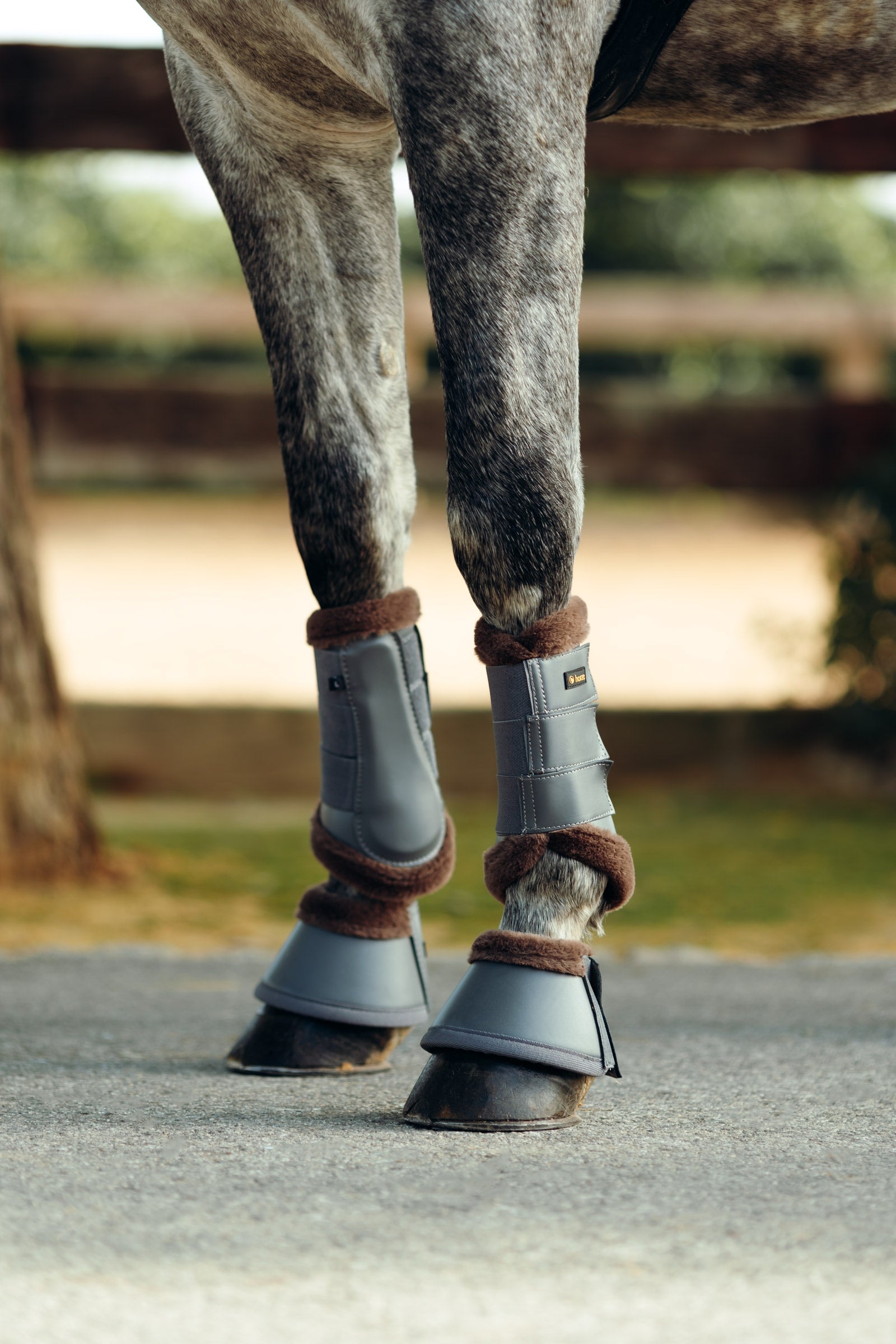 Horze Houston Brushing Boots with Faux Fur Lining Leg Protection & Hoof Protection for Horses