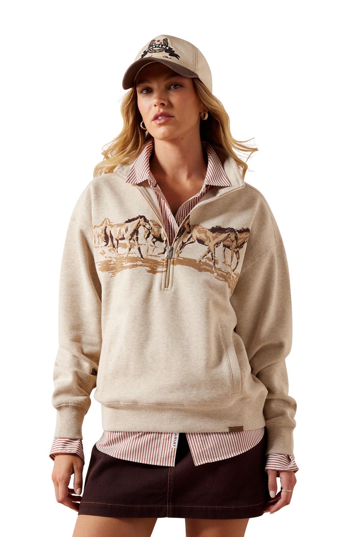 Ariat Dam Running Wild sweatshirt med 1/2-dragkedja Damridkläder