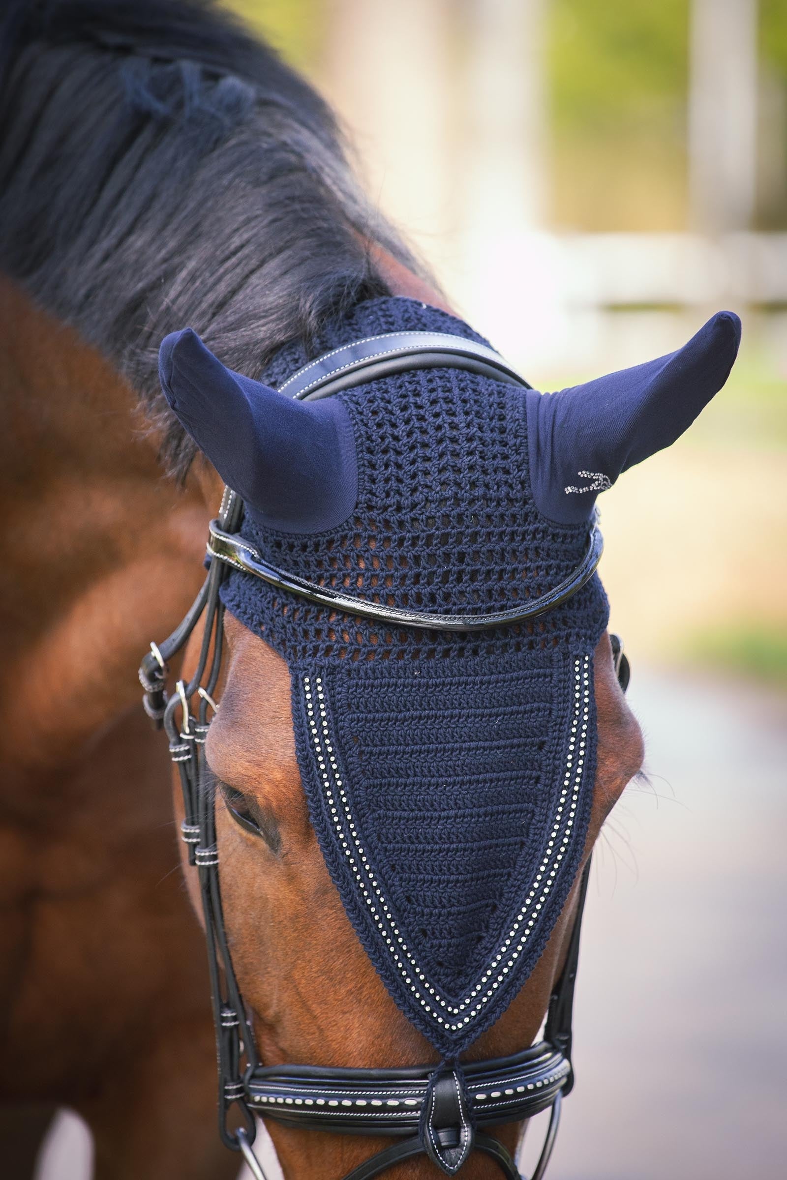 PENELOPE Long Fly Veil With Strass Antifly Protection for Horses