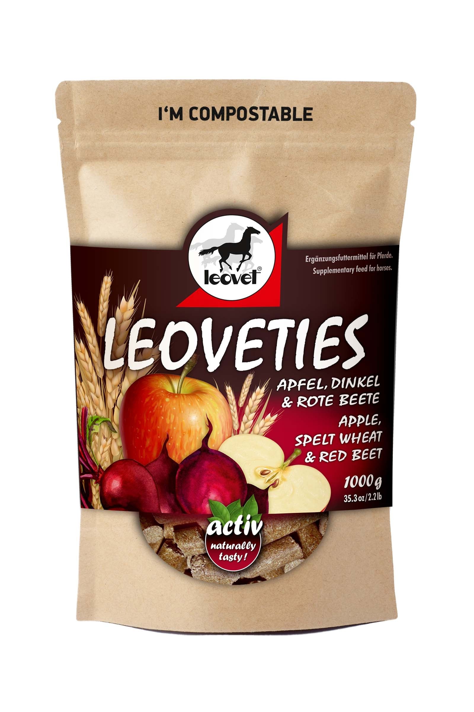Leovet Leoveties Äpple, Dinkel vete och Rödbetor, 1 kg Horse Feed & Nutrition