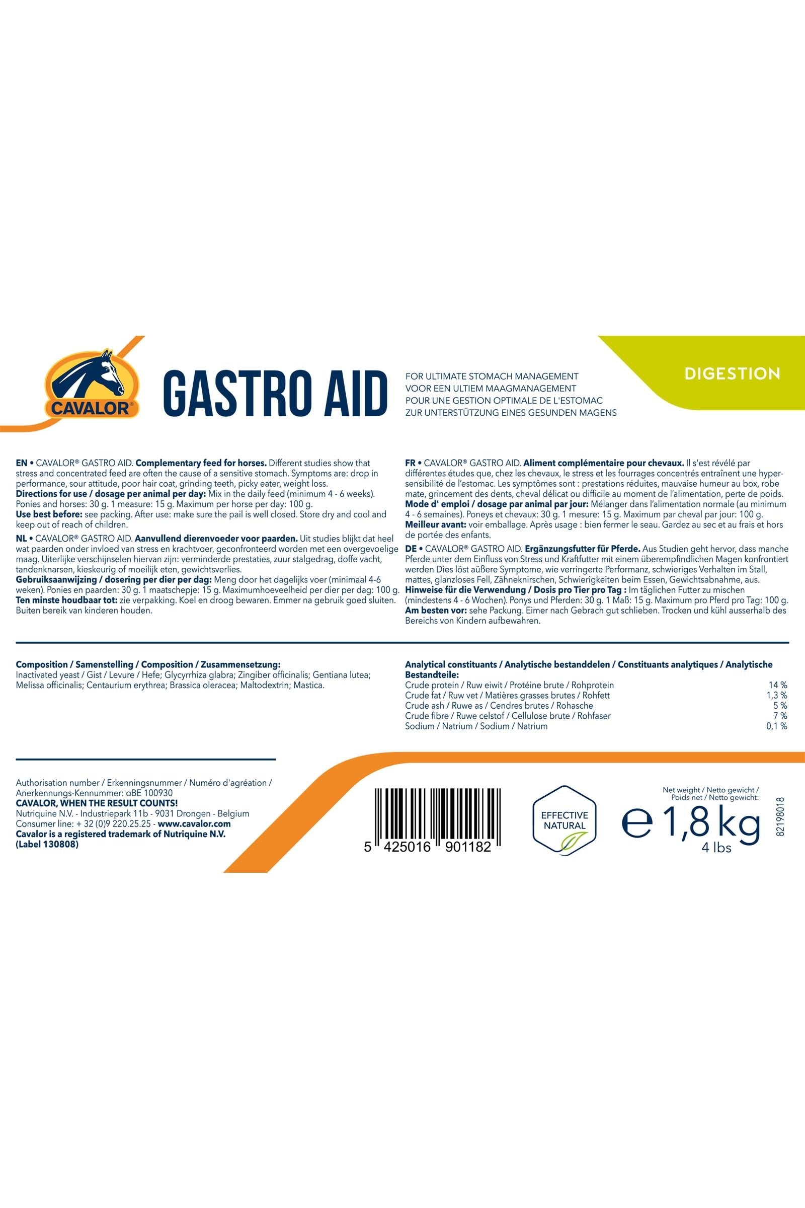 Cavalor Gastro 8, 1800 g Horse Feed & Nutrition