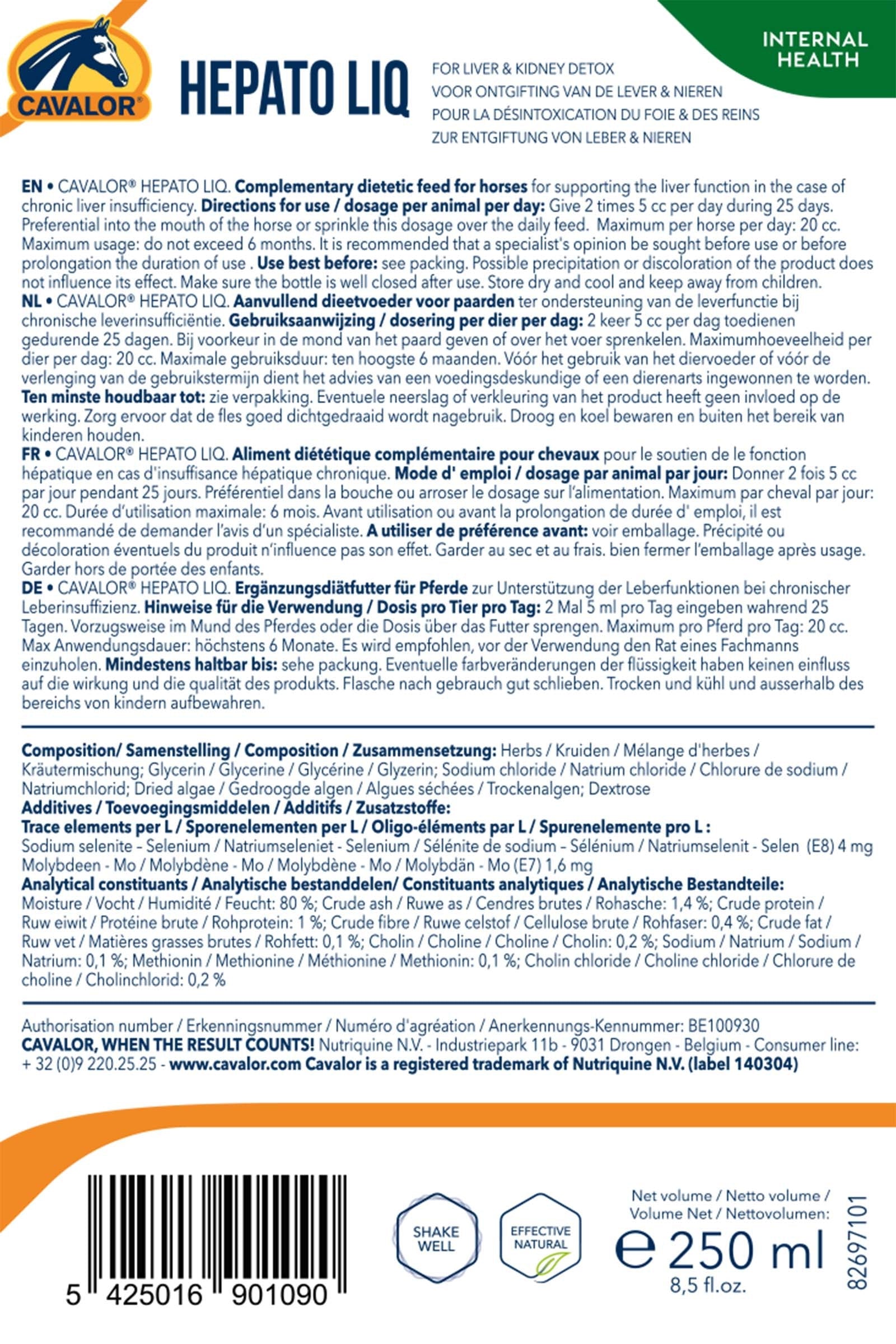 Cavalor Hepato Liq, 250 ml Horse Feed & Nutrition