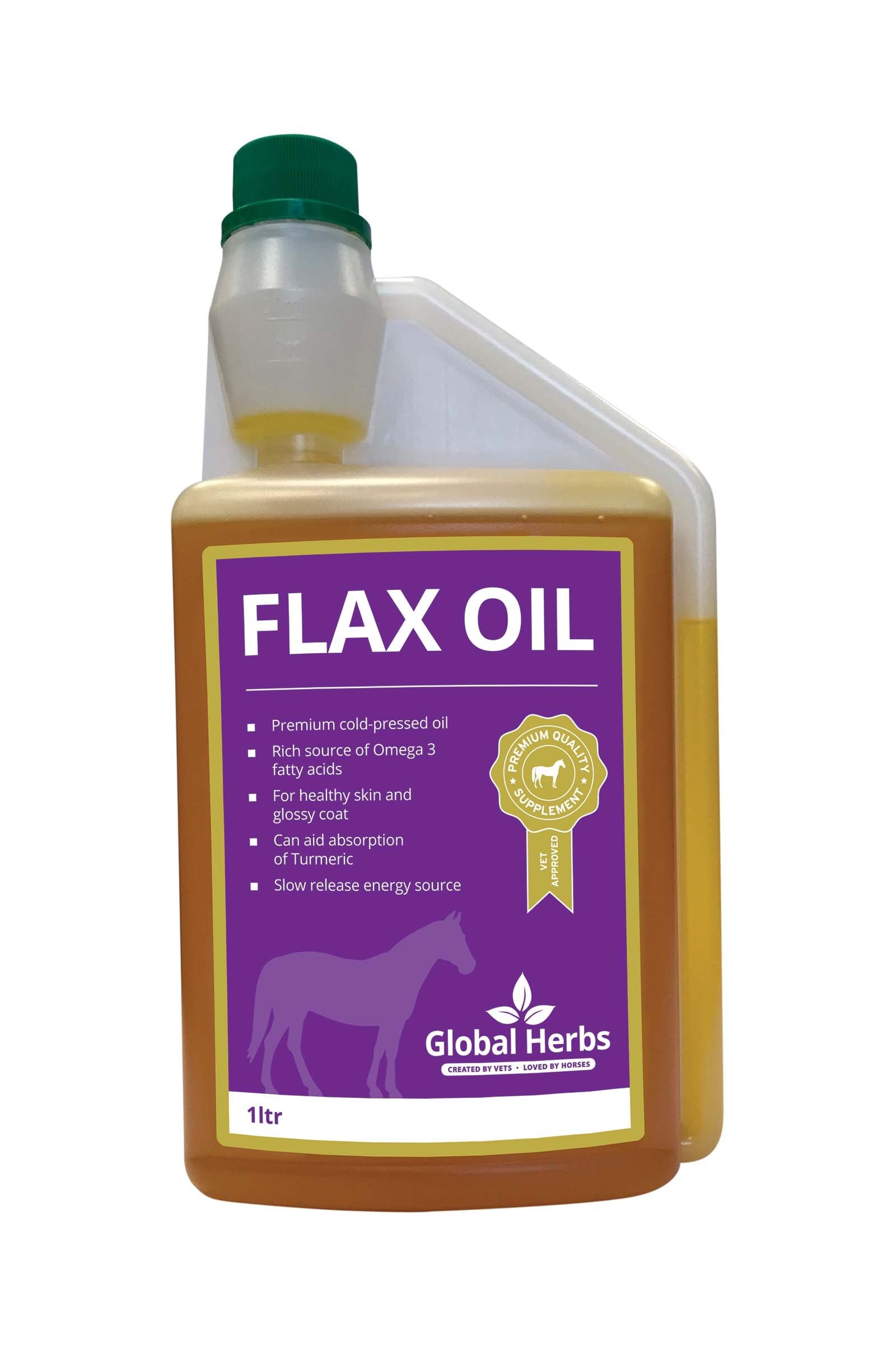 Global Herbs Flax Oil 1 l Horse Feed & Nutrition
