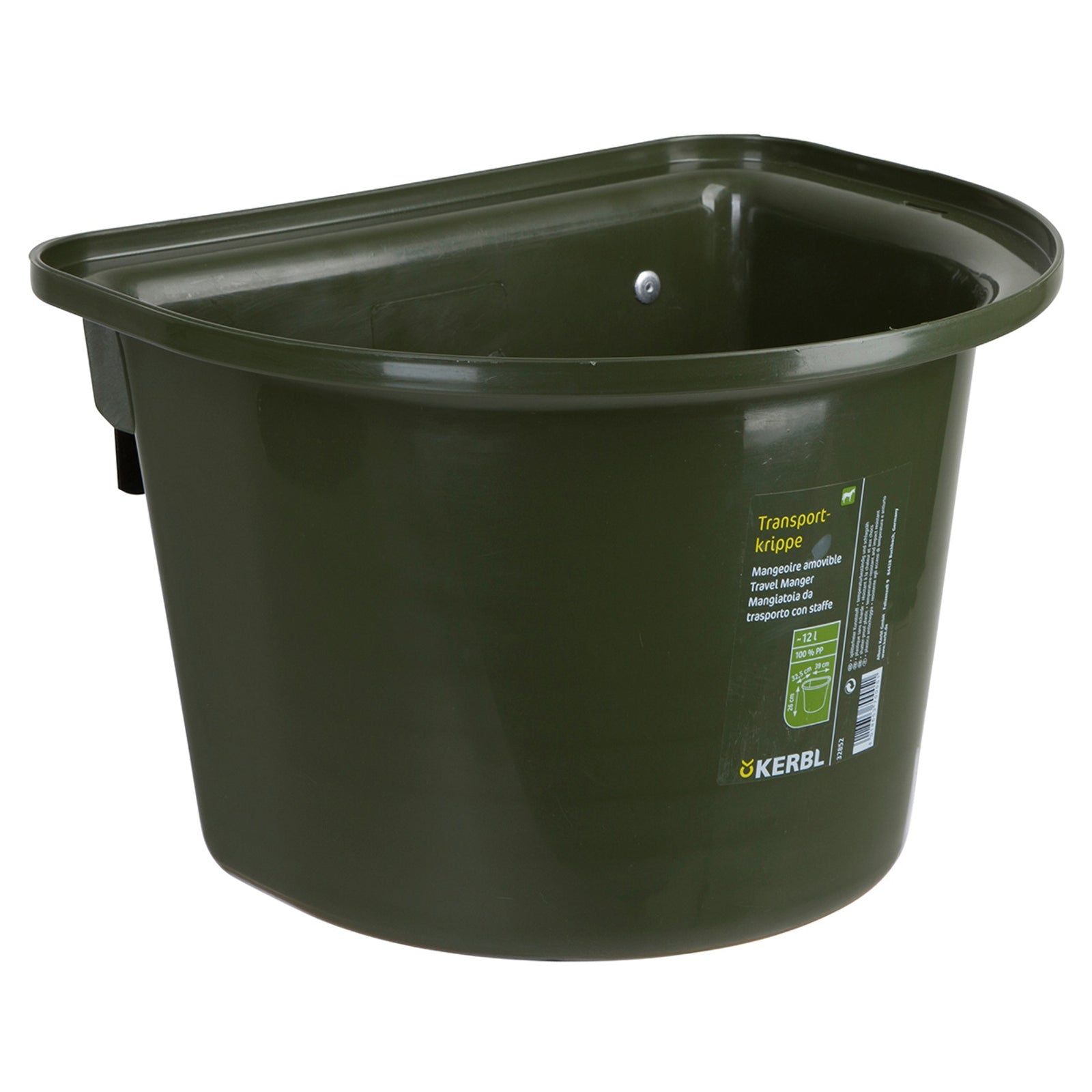 Kerbl transportskrubba 12 liter, plast, inbyggda hängare Utfodring & vattning