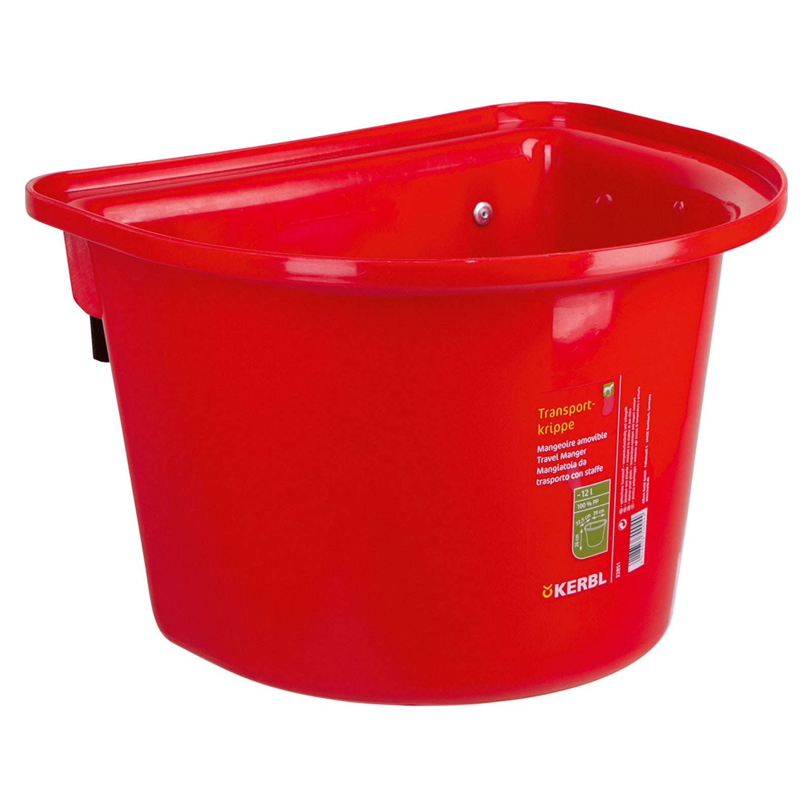 Kerbl transportskrubba 12 liter, plast, inbyggda hängare Utfodring & vattning