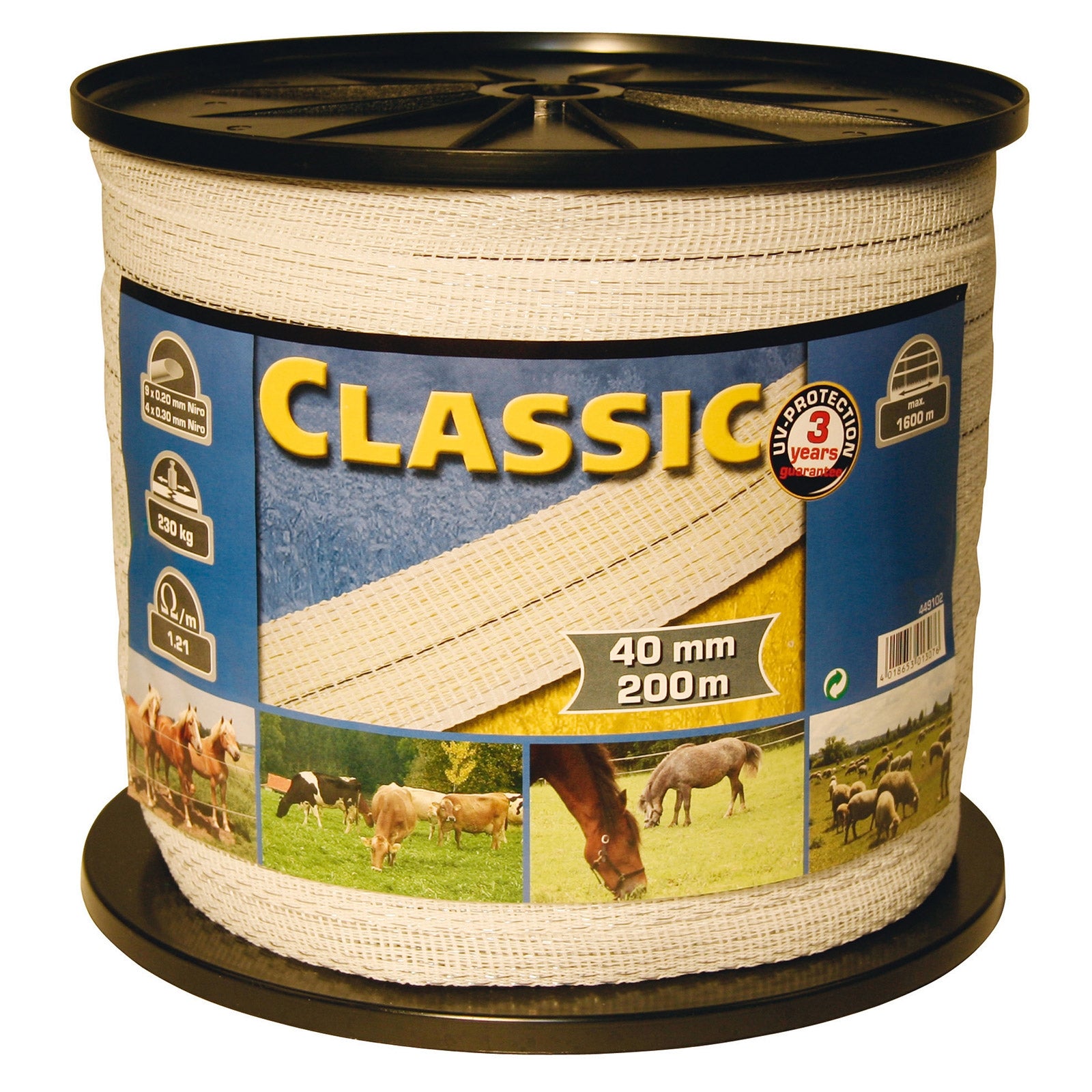 Farm Patrol staketband Classic 200 m, 40 mm, 9x0,2+4x0,3 niro Elstängsel