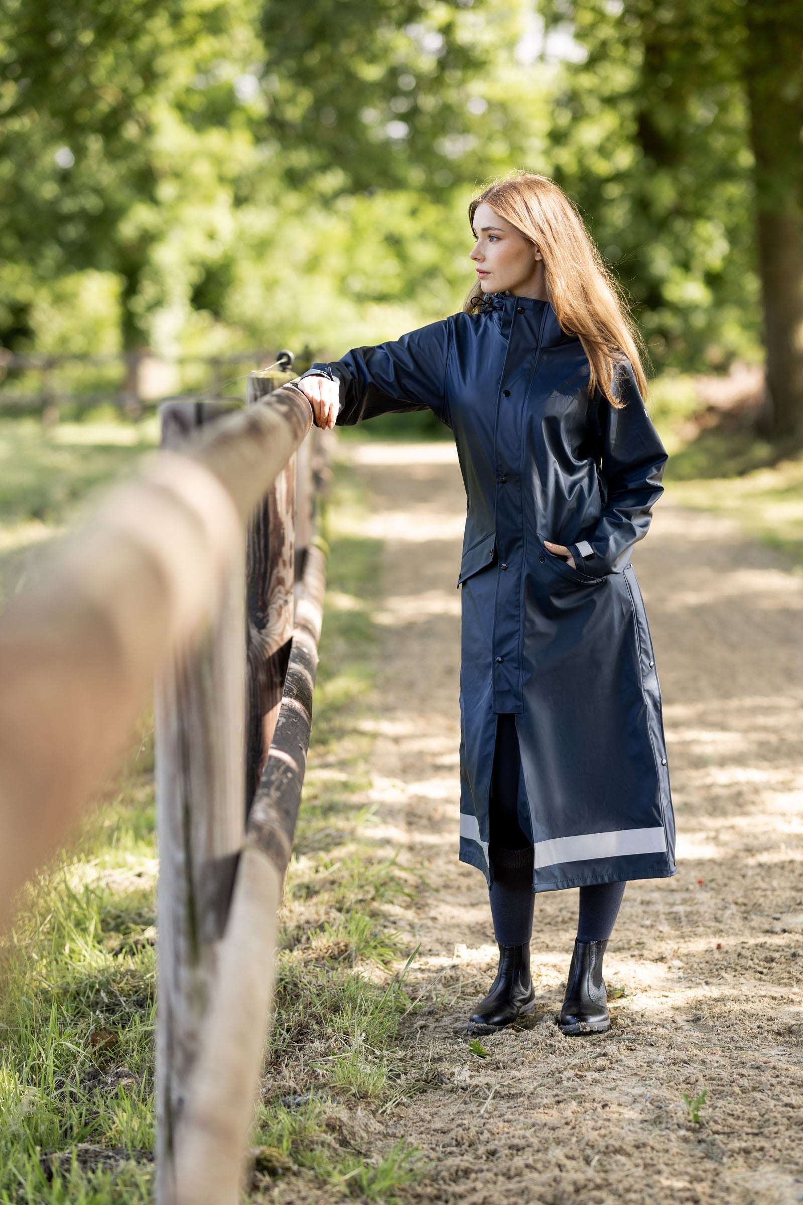 Horze Hazel Women's Long Raincoat with Slits Women’s Riding Clothing