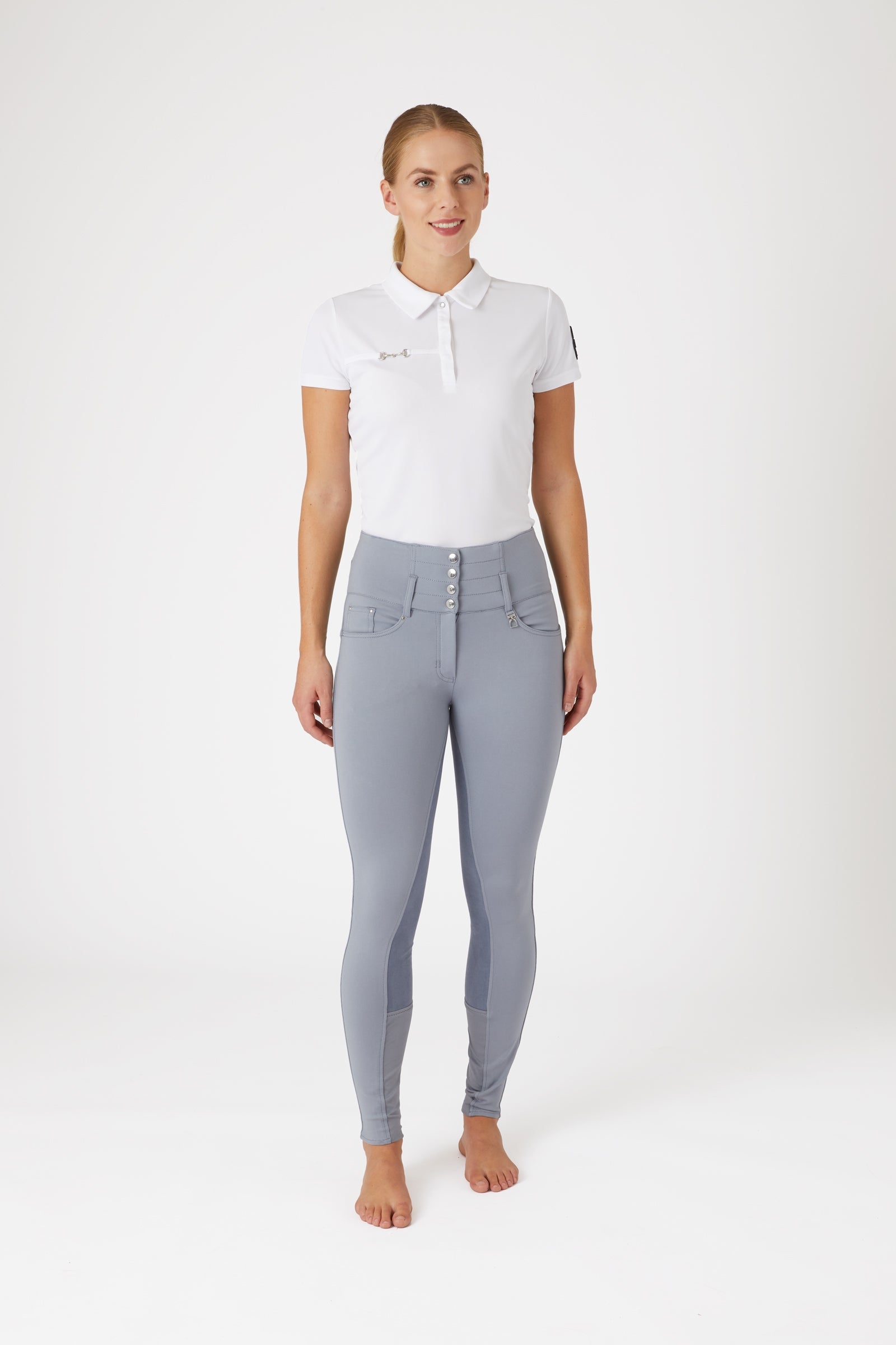 Horze Tara Women's High Waist Breeches with Leather Full Seat Womens Breeches