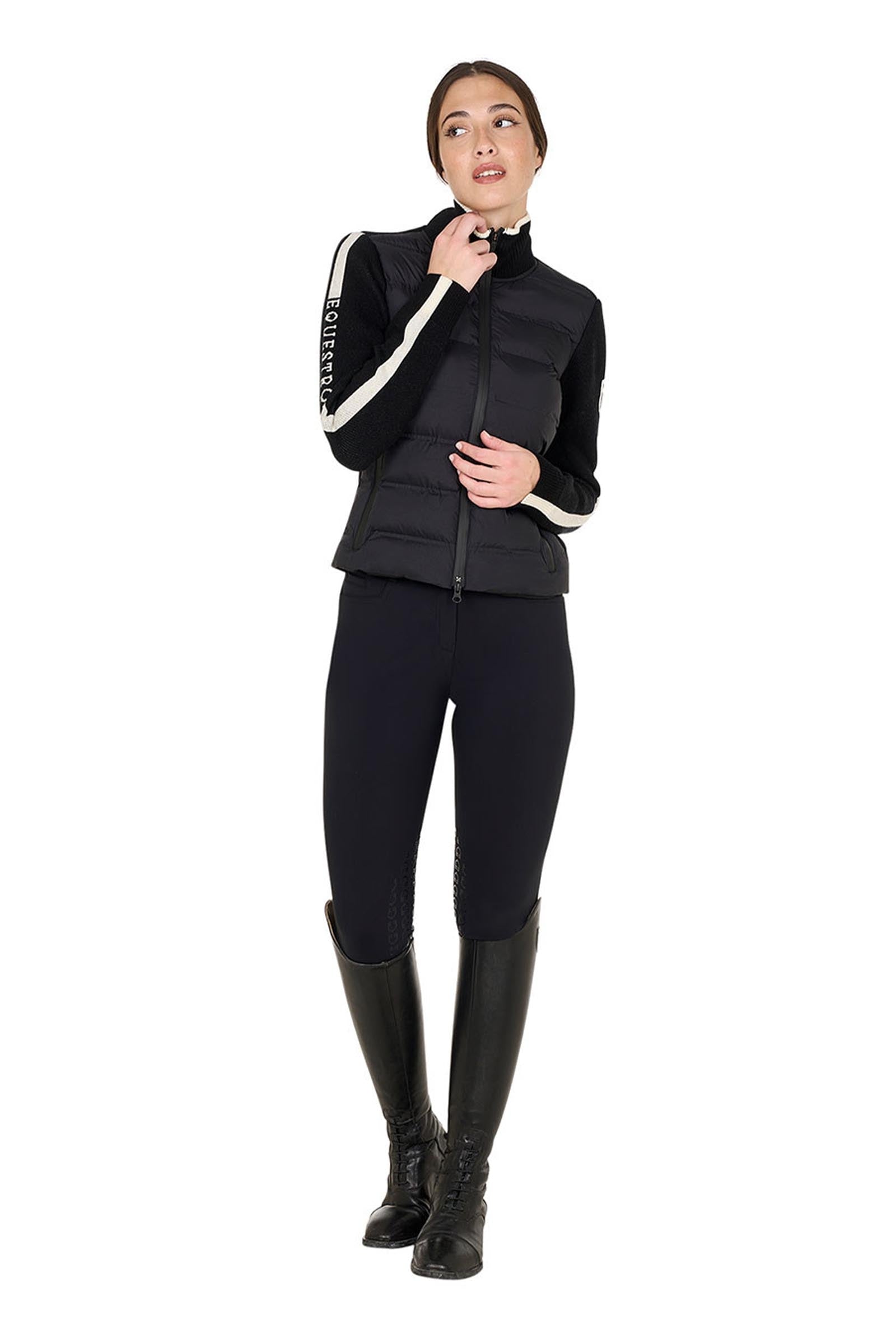 Equestro Women's Jacket in Nylon and Knit With Zip Women’s Riding Clothing