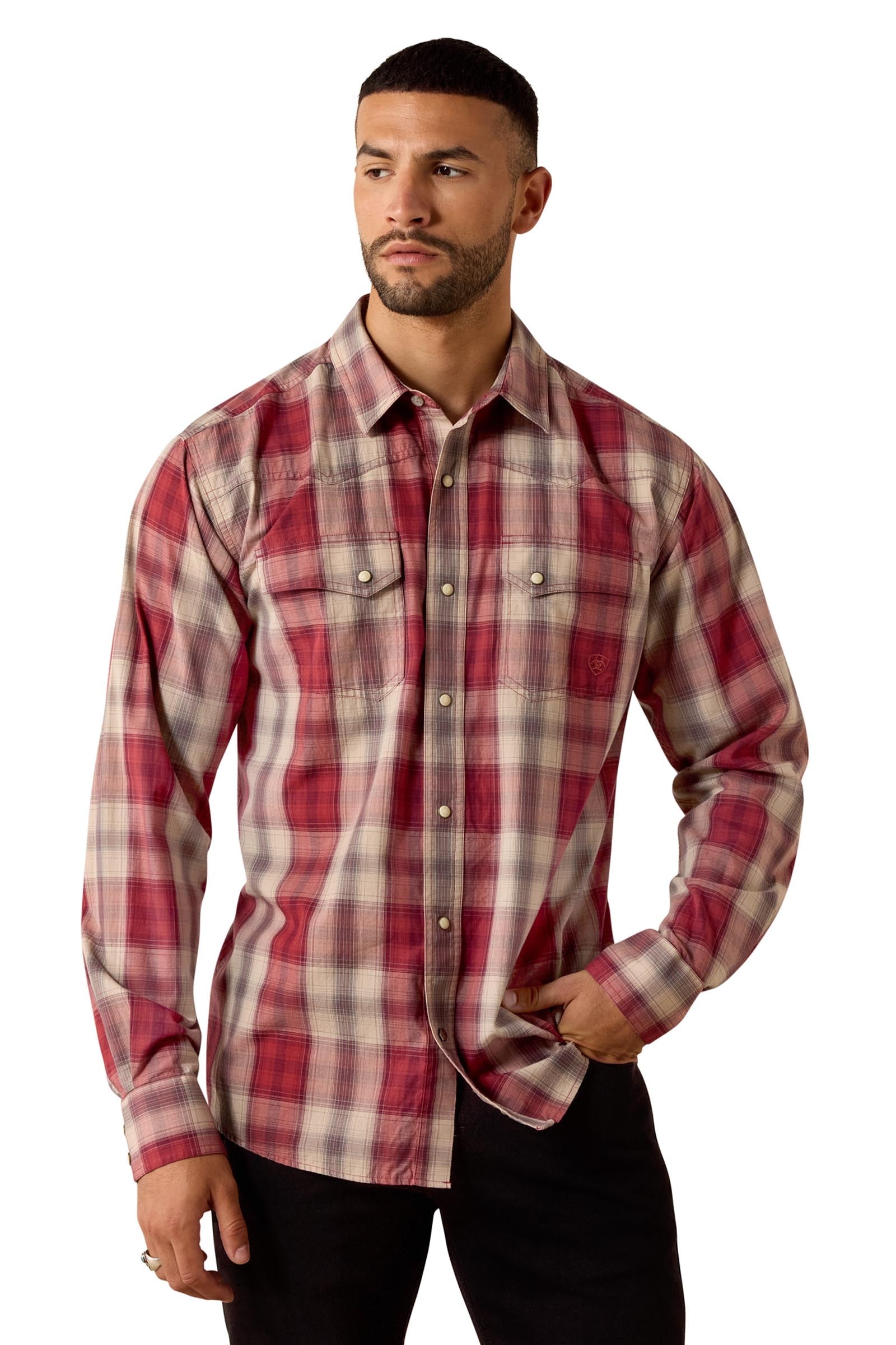 Ariat Retro Hawthorne figurnära herrskjorta med tryckknappar Herridkläder