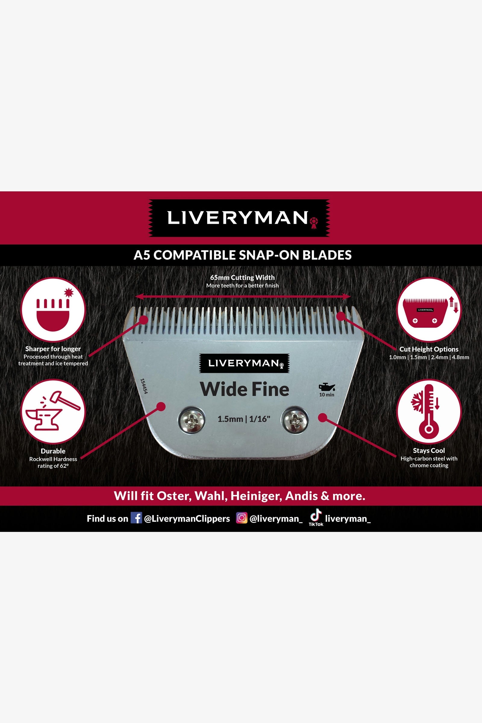 Liveryman A5 Blade Narrow 3/4 Skip Tooth, 13 mm Horse Clipping & Trimming Tools