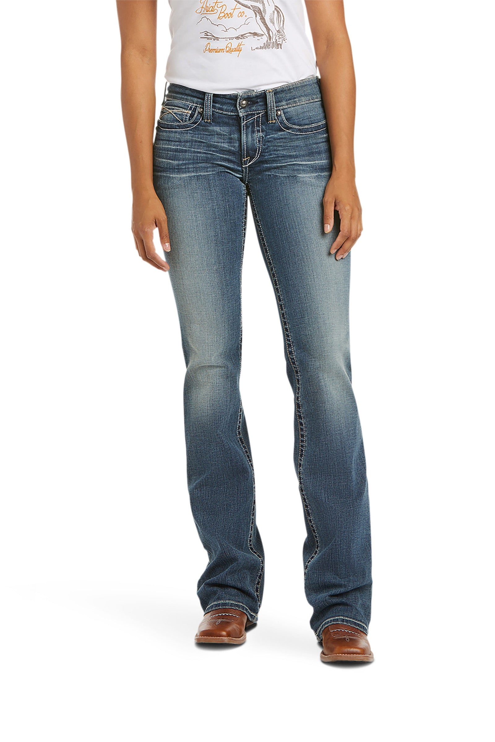 Ariat Whipstitch R.E.A.L. Bootcut stretch jeans med medelhög midja Damridkläder