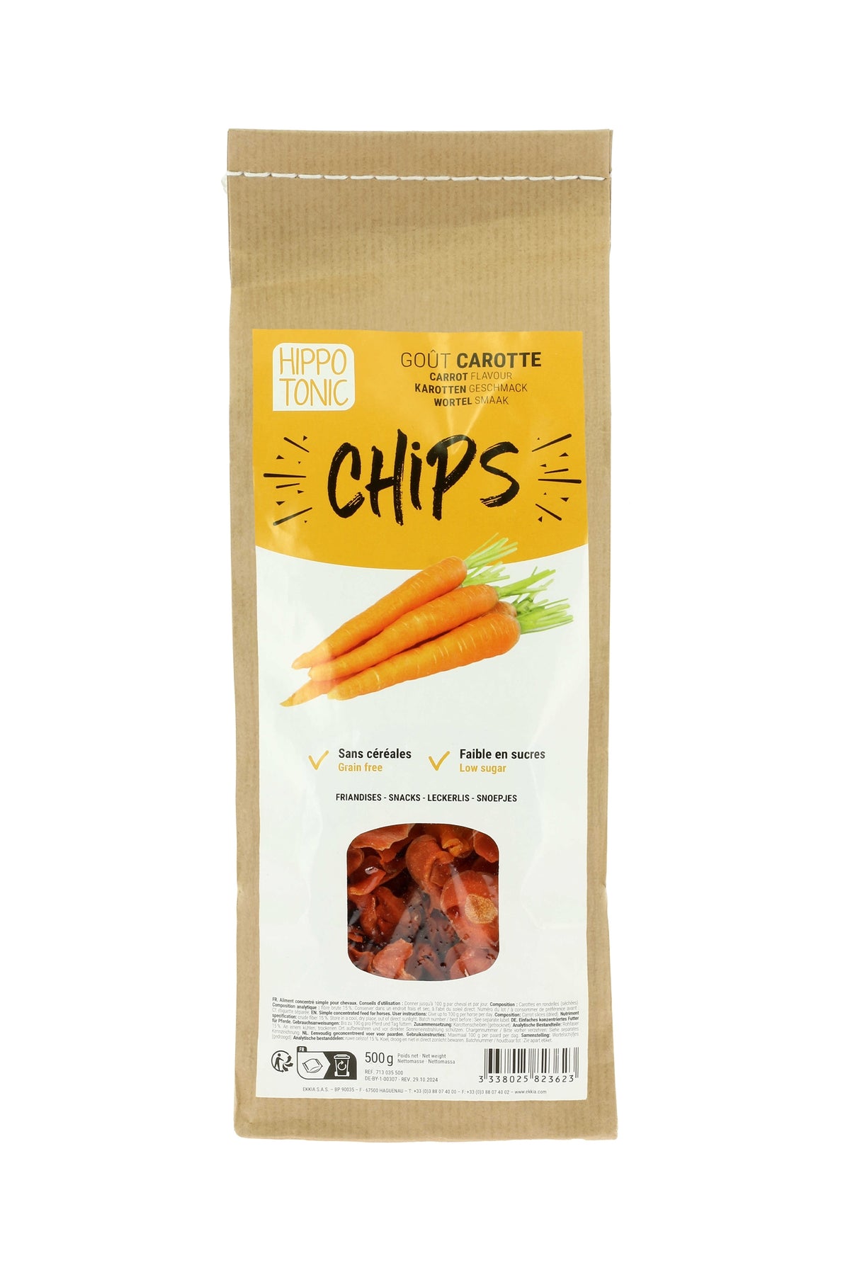 HIPPOTONIC morot chips för hästar, 500 g Horse Feed & Nutrition