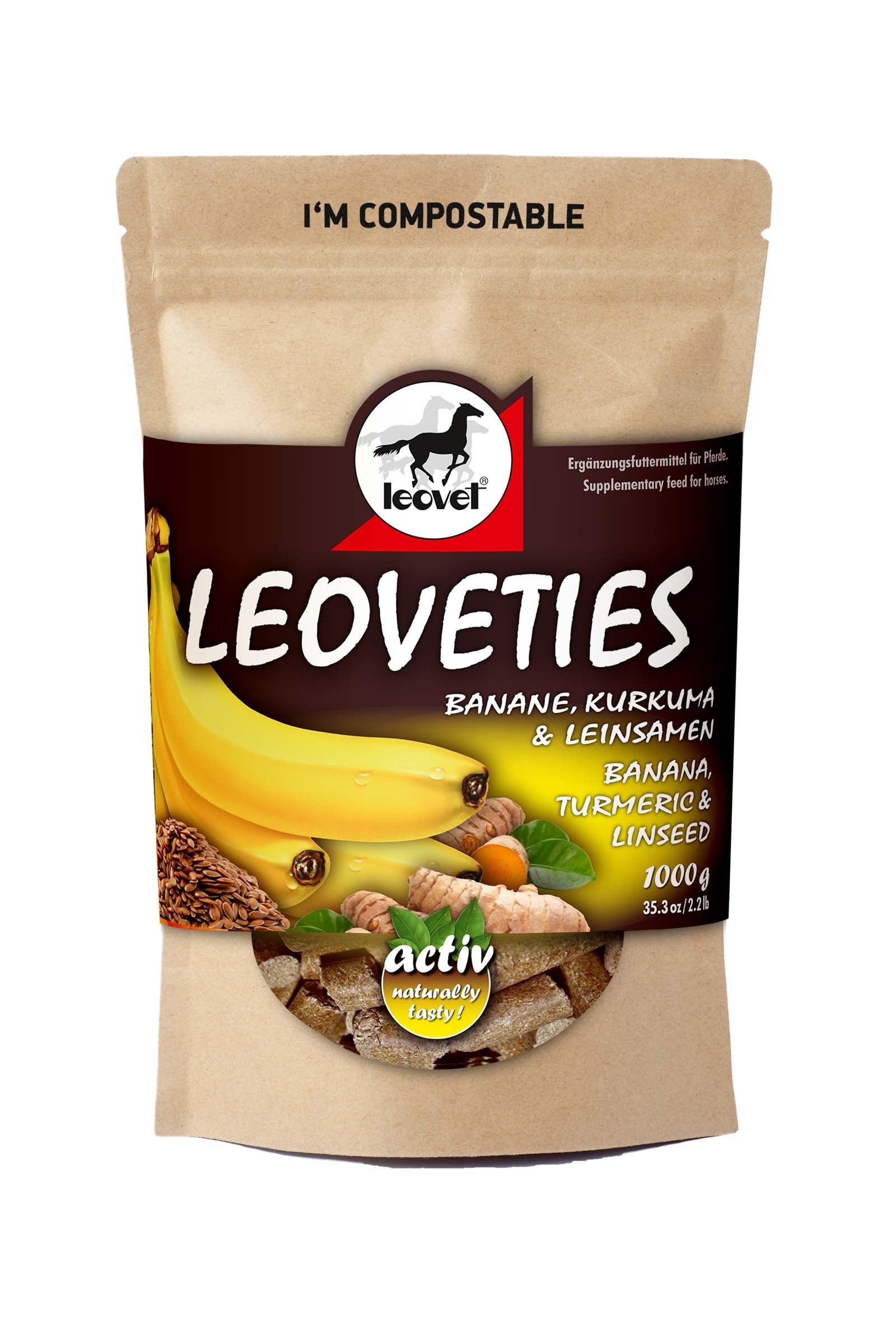 Leovet "Leoveties" Banan, Gurkmeja och Linfrö, 1 kg Horse Feed & Nutrition
