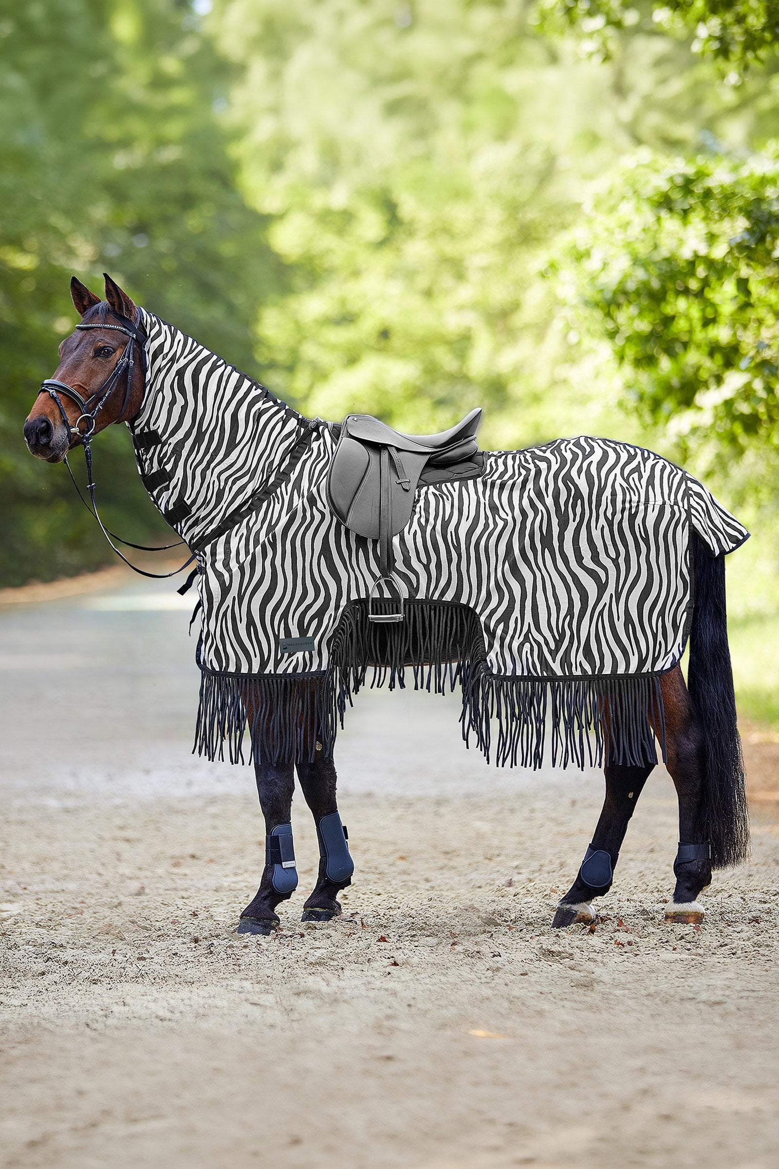 Waldhausen Zebra Fly Sheet With Saddle Cut and Fringes, UV-Protection Horse Rugs