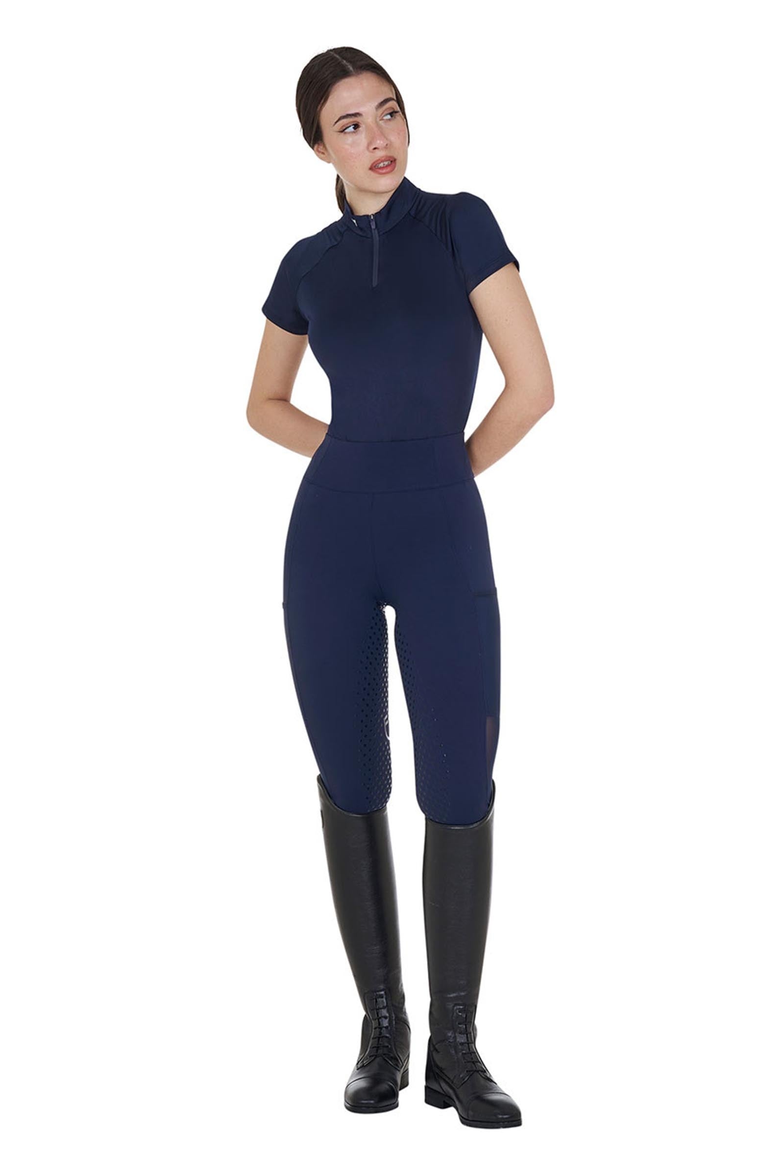 Equestro Women's Full Grip Leggings With Perforated Inserts Womens Breeches
