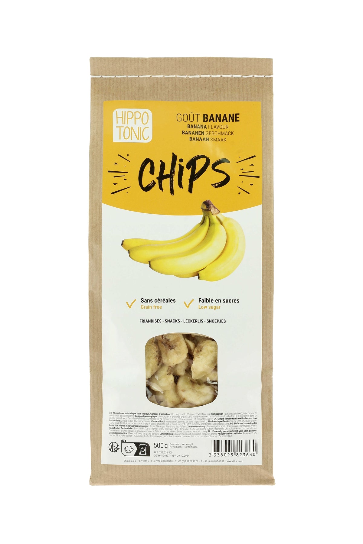 HIPPOTONIC banan chips för hästar, 500 g Horse Feed & Nutrition