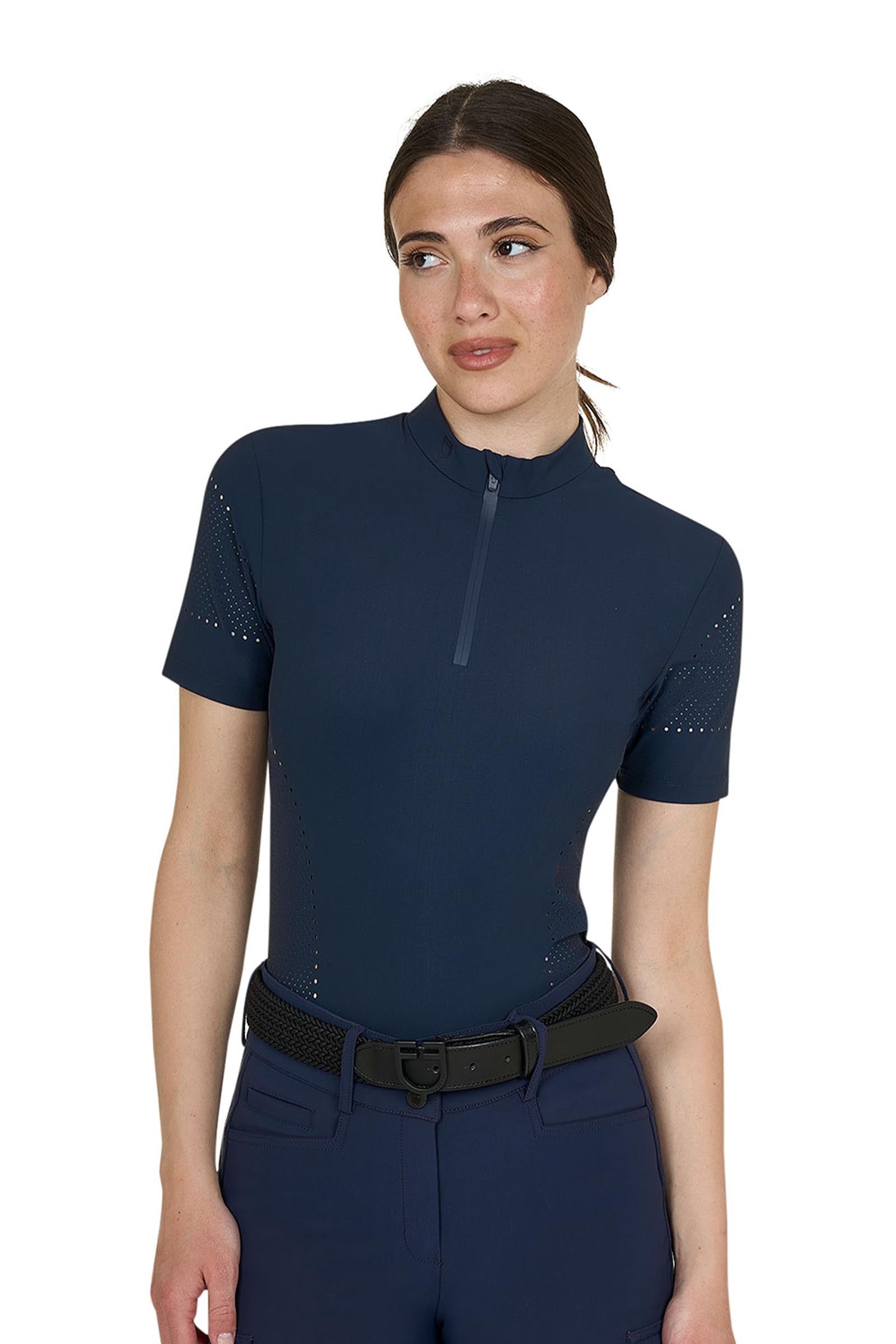 Equestro SS2026 Women's Perforated Training Polo Shirt SS ZIP Damridkläder