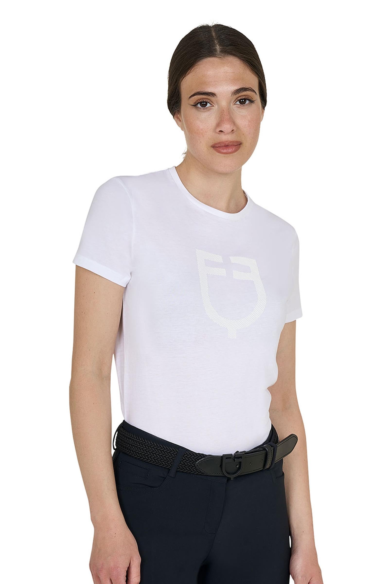 Equestro SS2026 Dam bomulls T-shirt med blank logotyp Damridkläder