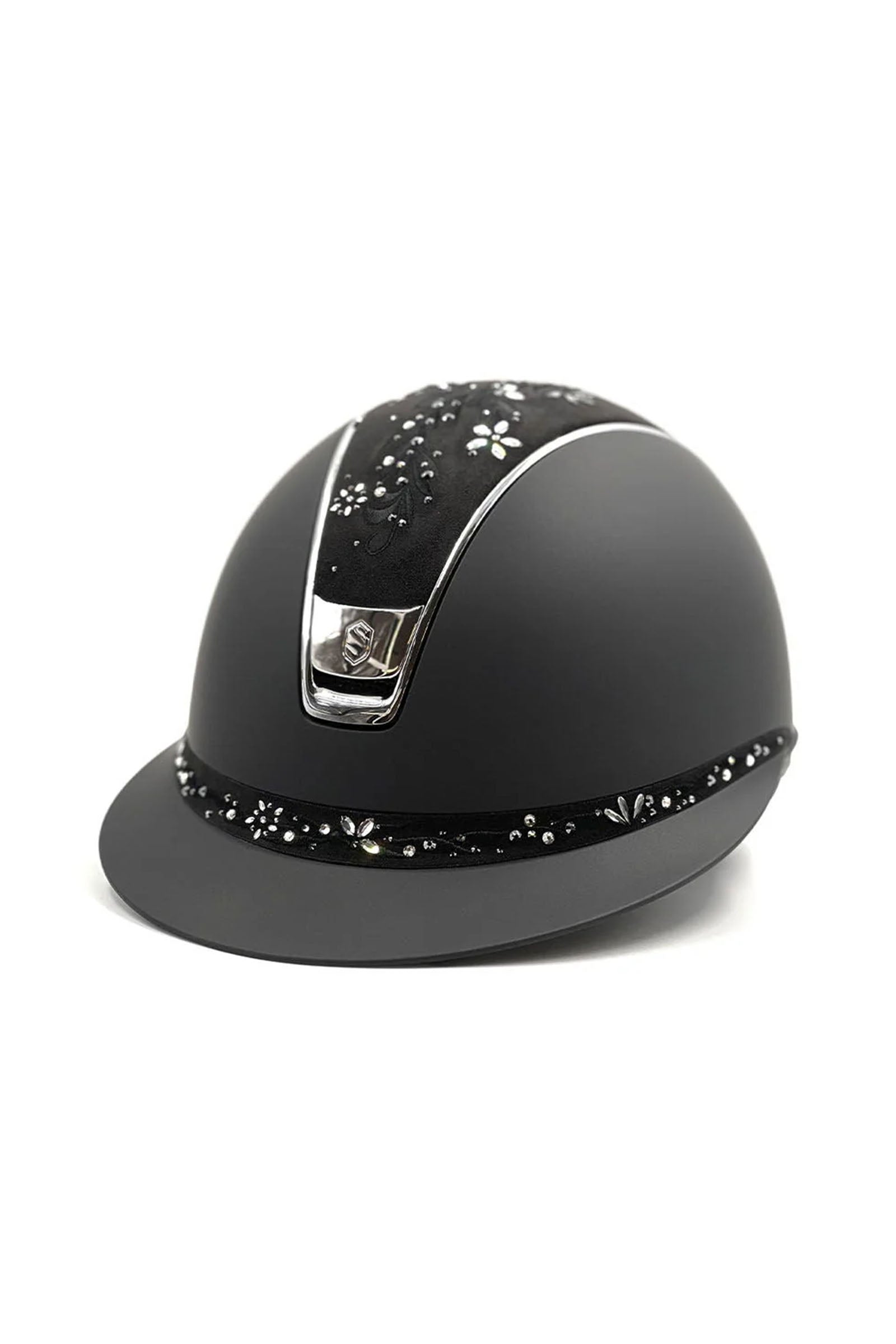 Samshield Miss Shield Shadowmatt med blommor Swarovski smycken, krom 2.0 Ridhjälmar & Säkerhetsvästar